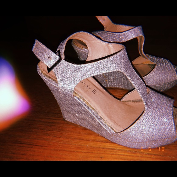 Shoes - RAMPAGE CUT OUT SILVER WEDGES
